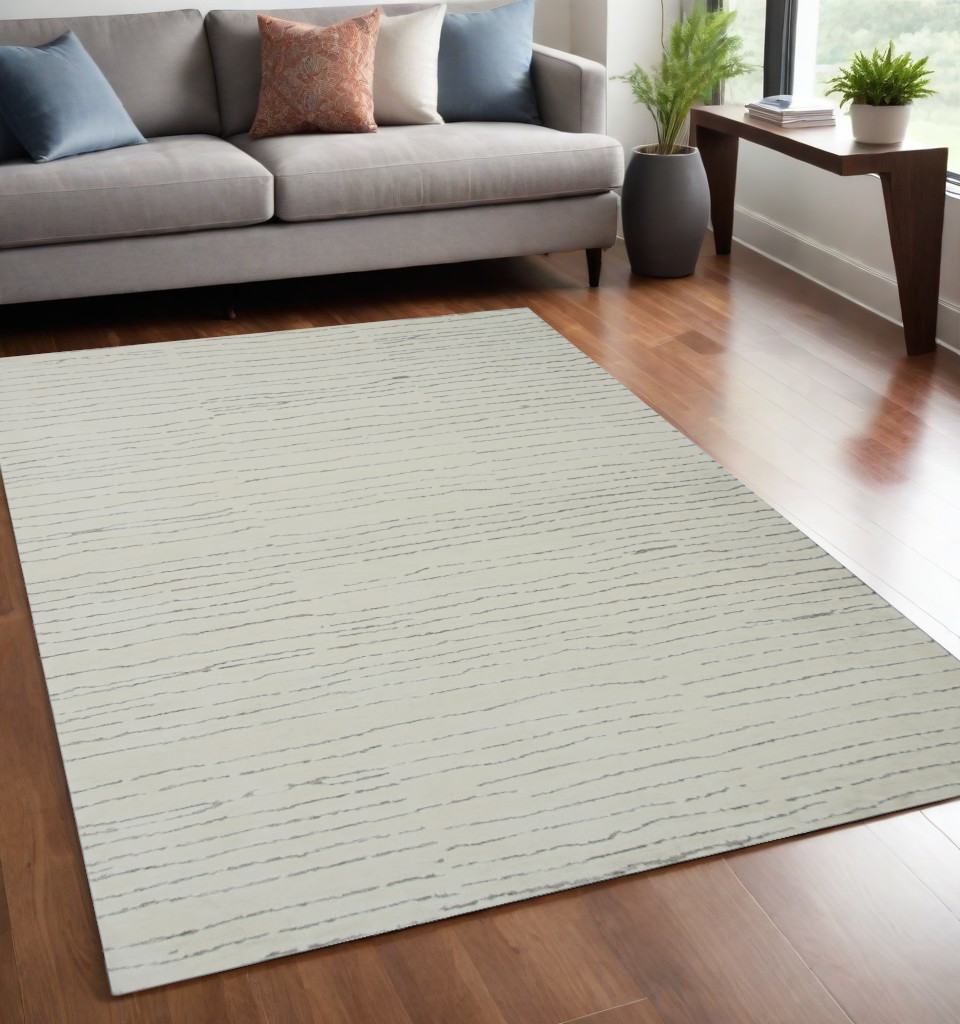 534397 5 x 8 ft. Abstract Power Loom Distressed Non Skid Rectangle Area Rug, Beige & Gray