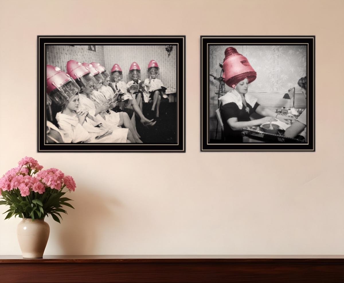 408053 The Salon Black Framed Print Wall Art - Set of 2