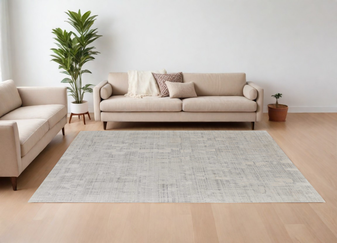 566925 9 x 12 ft. Abstract Hand Woven Worn Faded Rectangle Area Rug, Ivory & Gray
