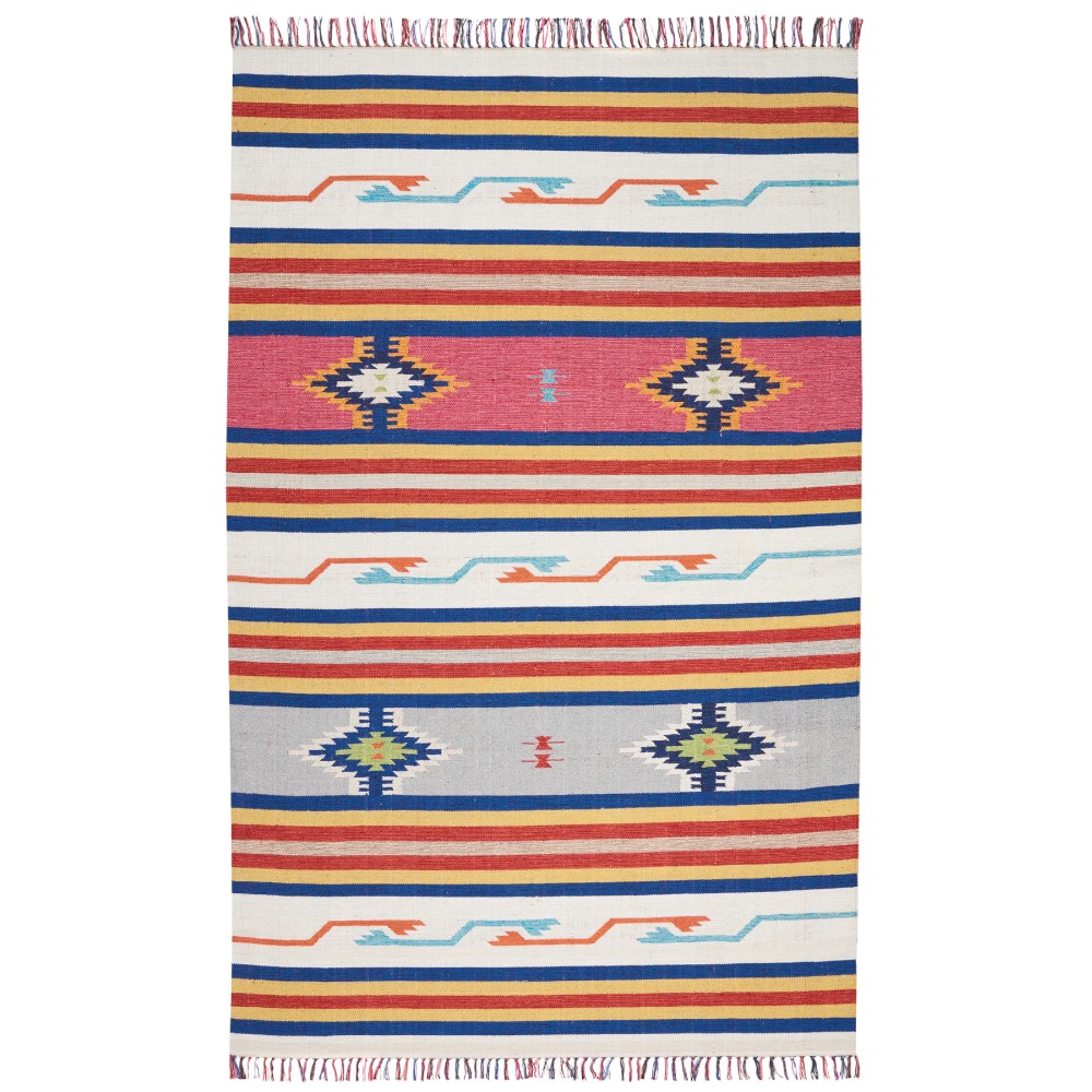 552844 4 x 6 ft. Southwestern Handmade Rectangle Area Rug with Fringe, Ivory
