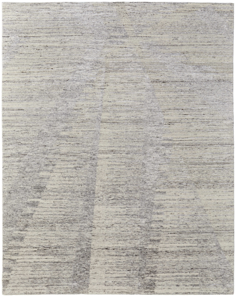 566667 6 x 9 ft. Abstract Hand Knotted Worn Faded Rectangle Area Rug, Ivory & Gray