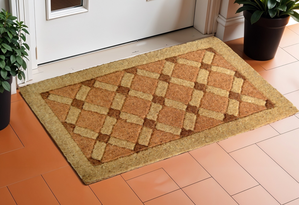 573937 Modern Rectangle 18 x 30 in. Brown Coir Outdoor Door Mat