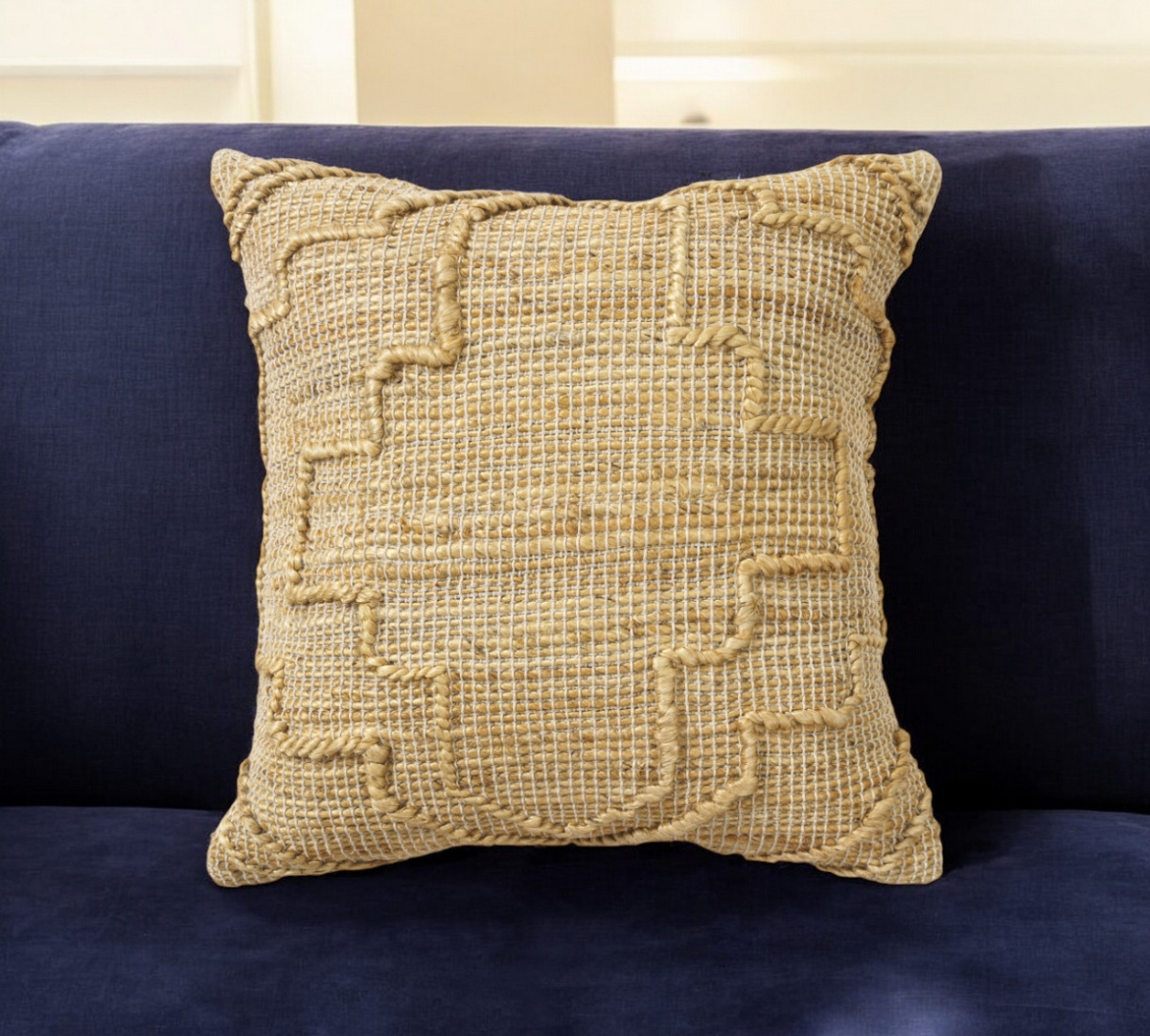 Natural Trellis Jute Throw Pillow - Brown - 22 in. - Soft & Cozy Design