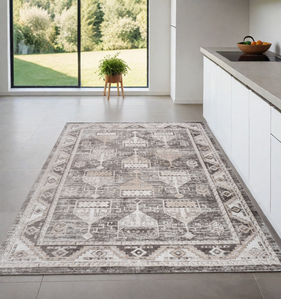 558984 4 x 6 ft. Abstract Distressed Rectangle Area Rug, Beige & Brown