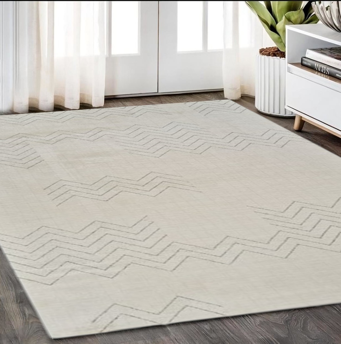 559111 5 x 8 ft. Abstract Distressed Rectangle Area Rug, Cream & Beige