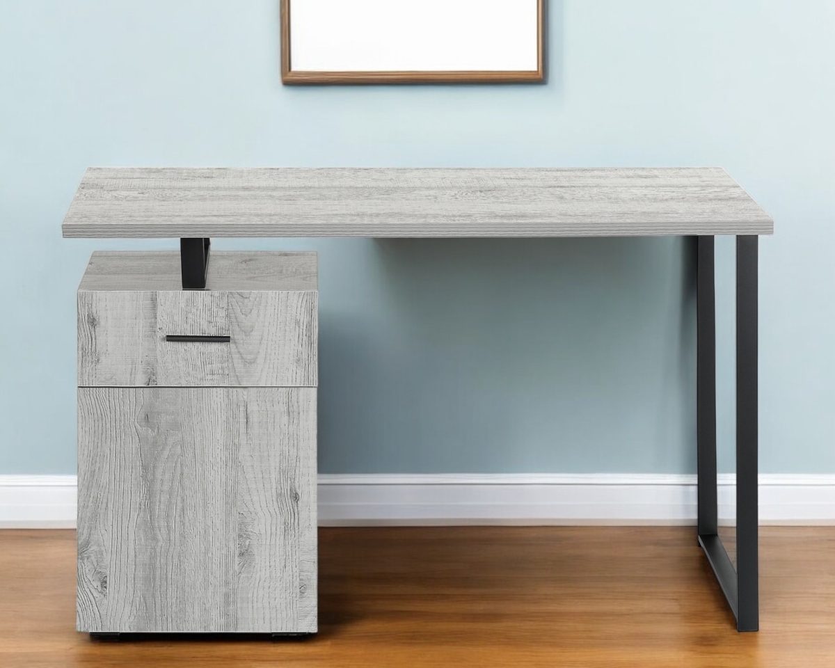 489907 47 in. Gray & Black Wood & Metal Computer Desk