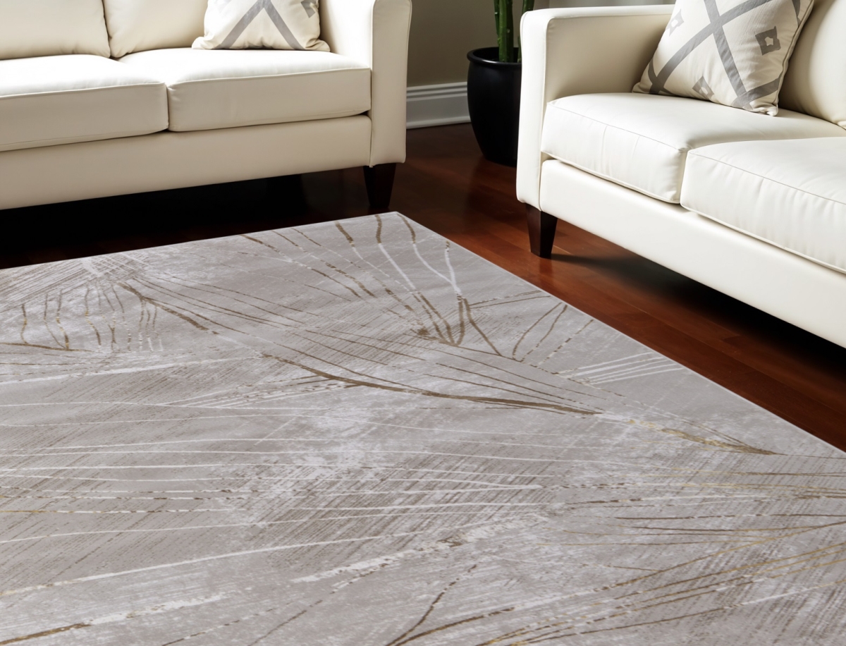 565862 12 x 15 ft. Abstract Power Loom Rectangle Area Rug, Silver, Brown & Taupe