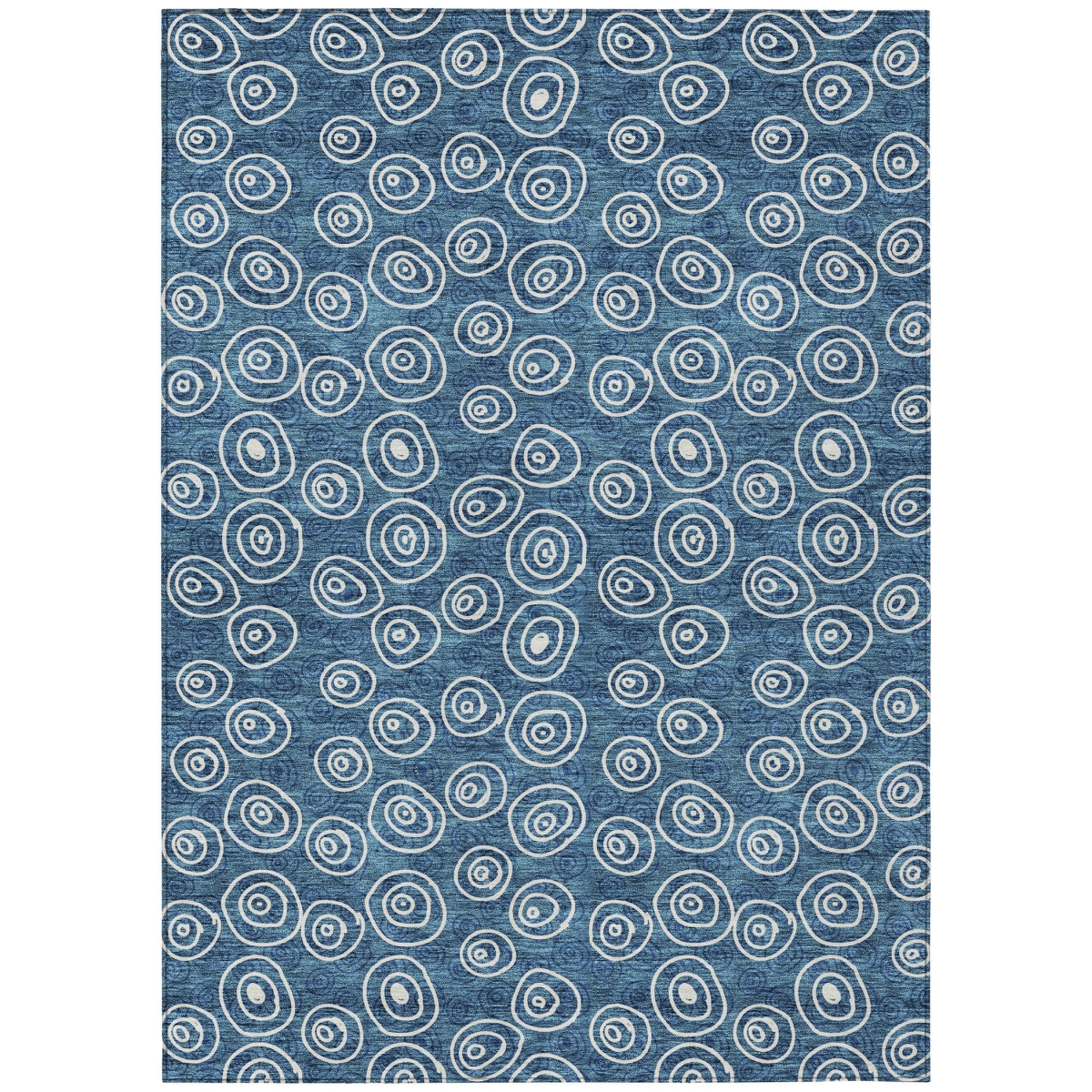 583341 10 x 14 ft. Geometric Washable Indoor & Outdoor Rectangle Area Rug, Navy Blue & Ivory