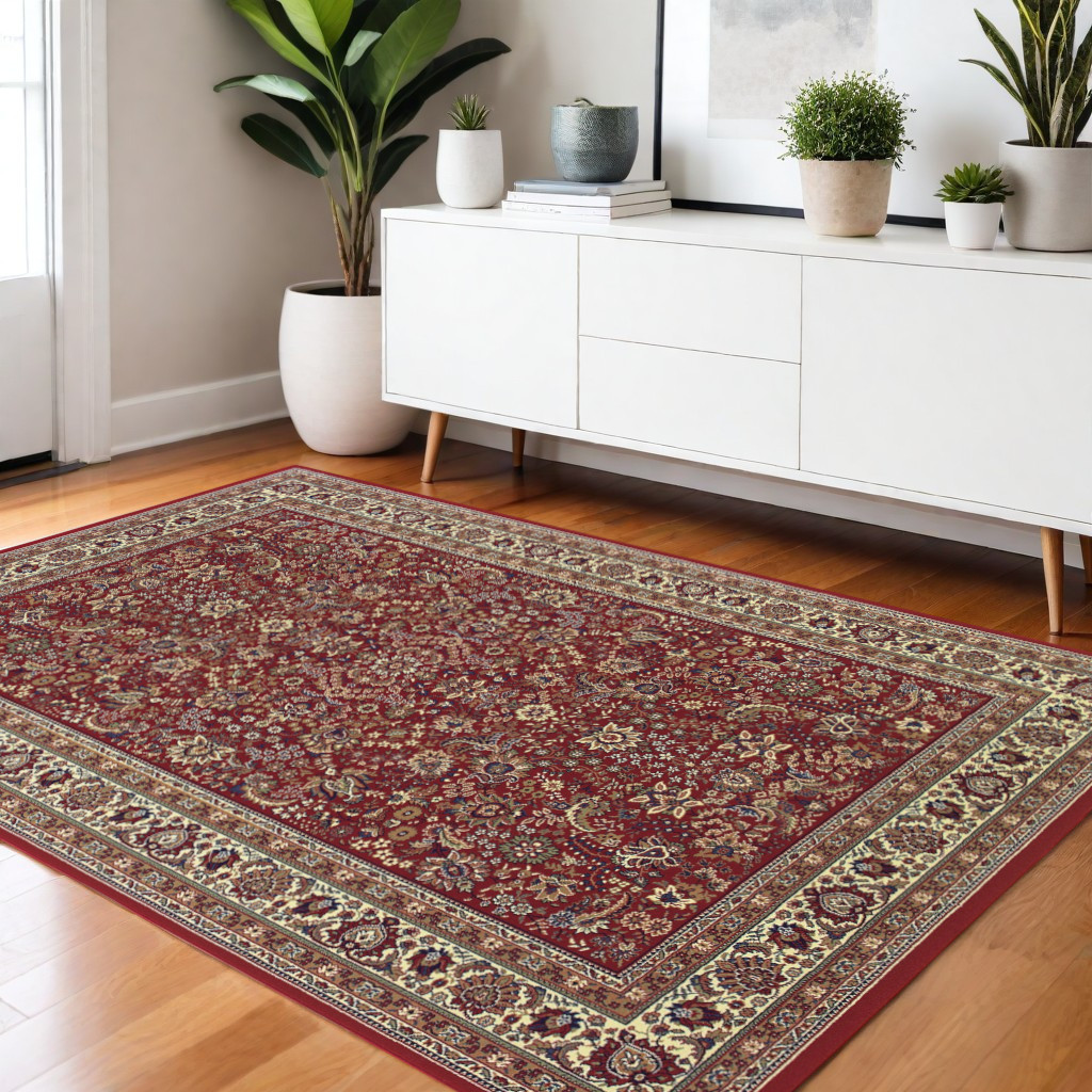 574301 4 x 6 ft. Oriental Rectangle Area Rug, Red & Ivory