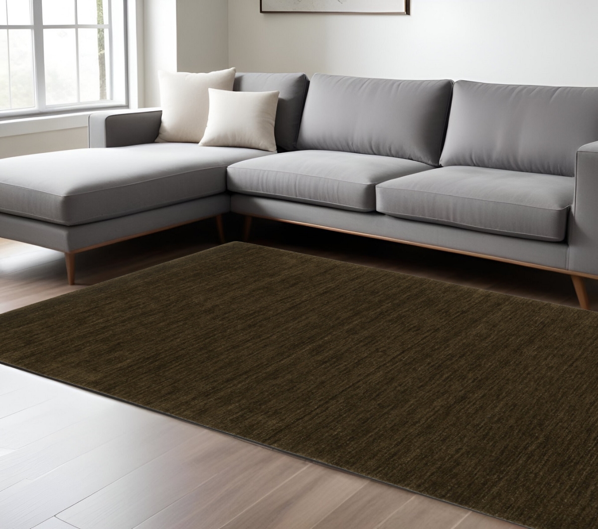 576153 8 x 10 ft. Wool Hand Tufted Rectangle Area Rug, Brown