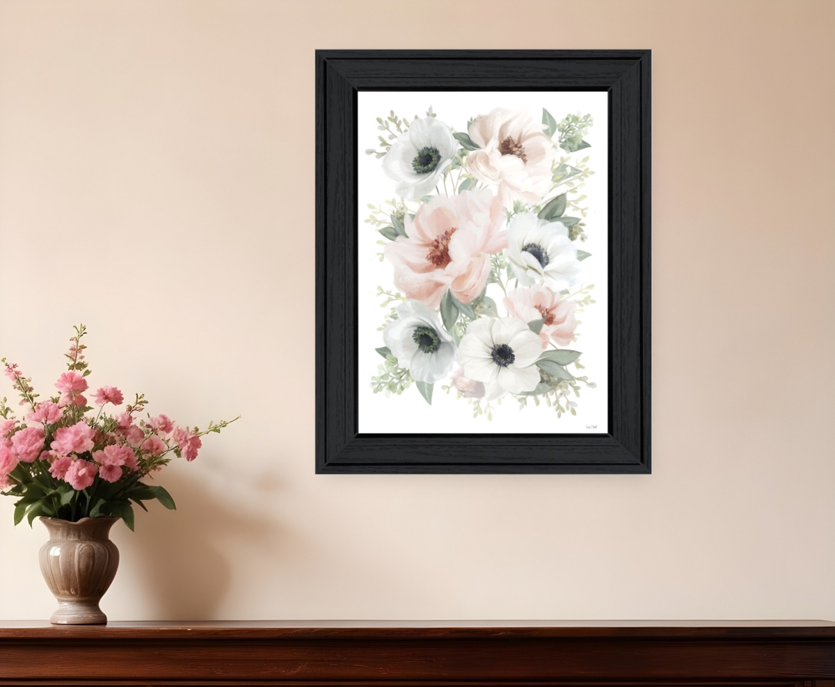 529830 Rectangle Peony Floral Block Black Framed Print Wall Art