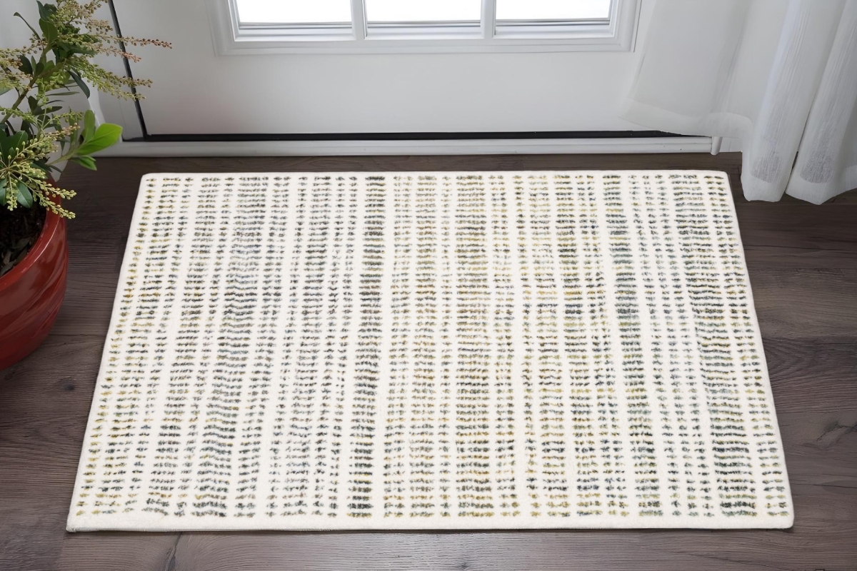 575299 2 x 3 ft. Striped Rectangle Area Rug, Ivory, Yellow & Black