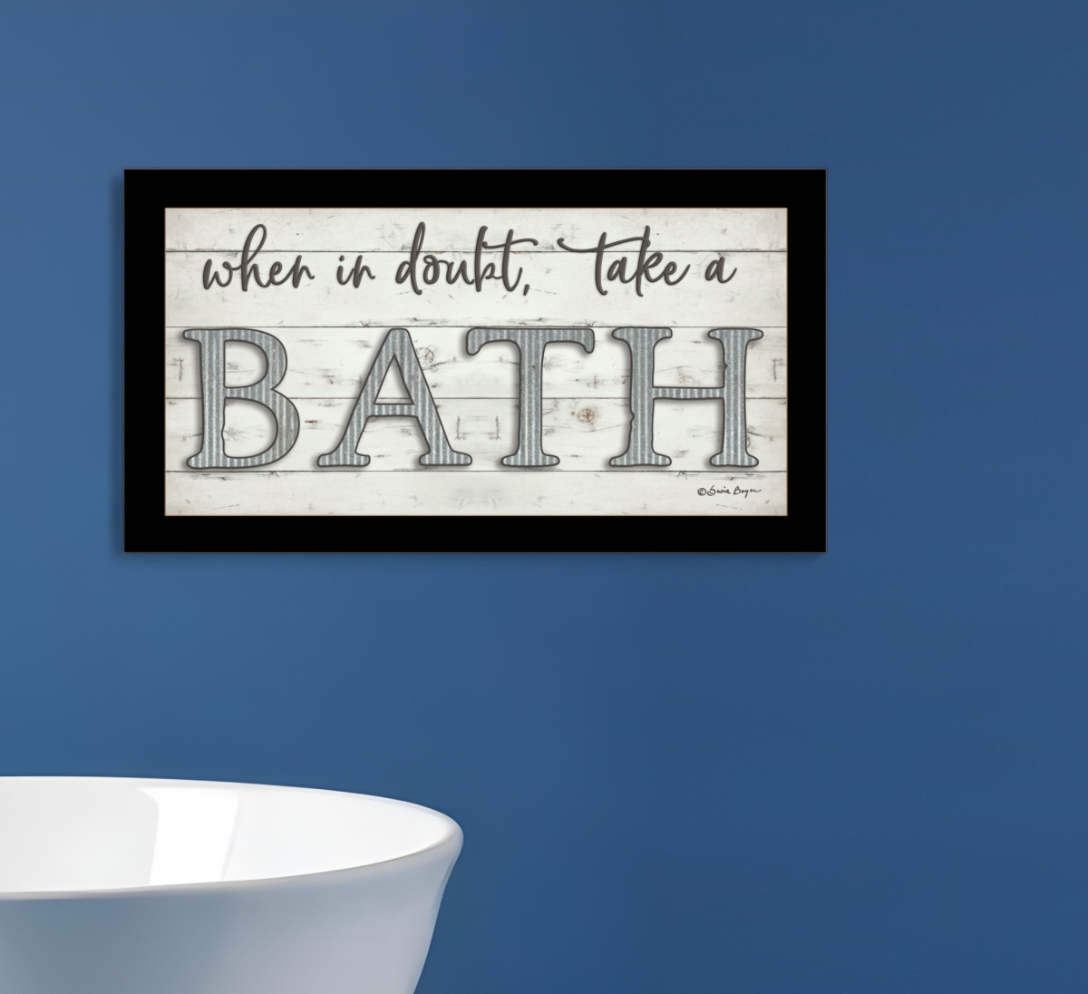 415850 When in Doubt Take a Bath Black Framed Print Bathroom Wall Art