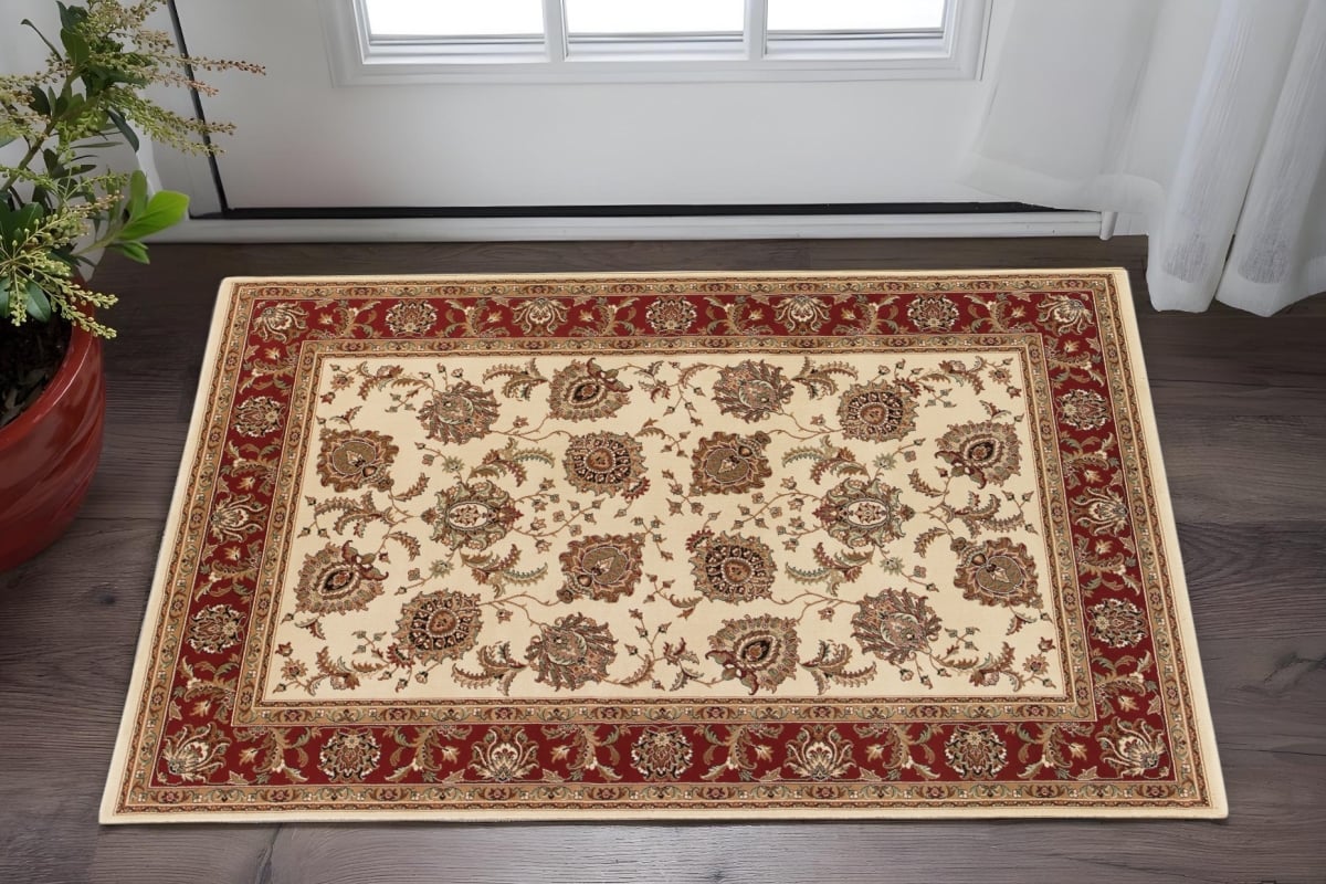 575319 2 x 3 ft. Oriental Rectangle Area Rug, Ivory & Red