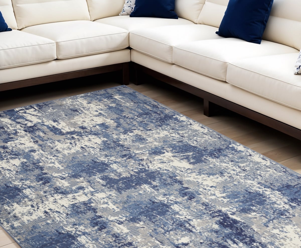 569851 6 x 9 ft. Abstract Power Loom Rectangle Area Rug, Blue