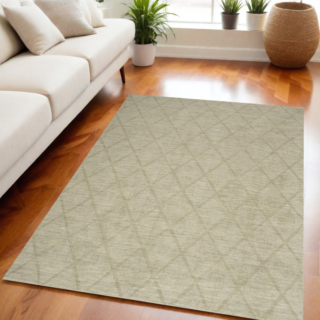 569927 5 x 7 ft. Wool Geometric Rectangle Area Rug, Sage