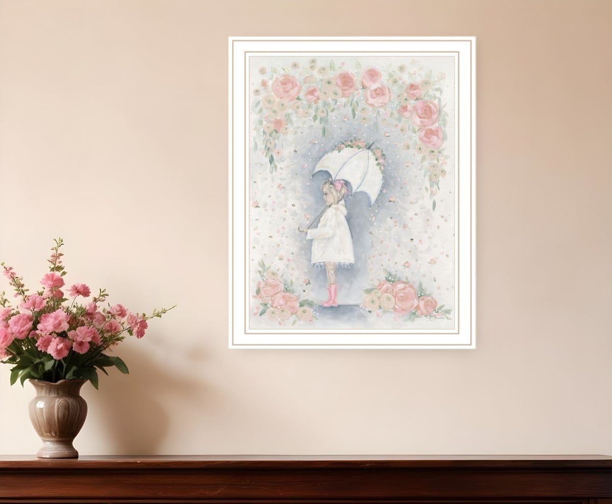 529907 Georgia in The Rain White Framed Print Wall Art