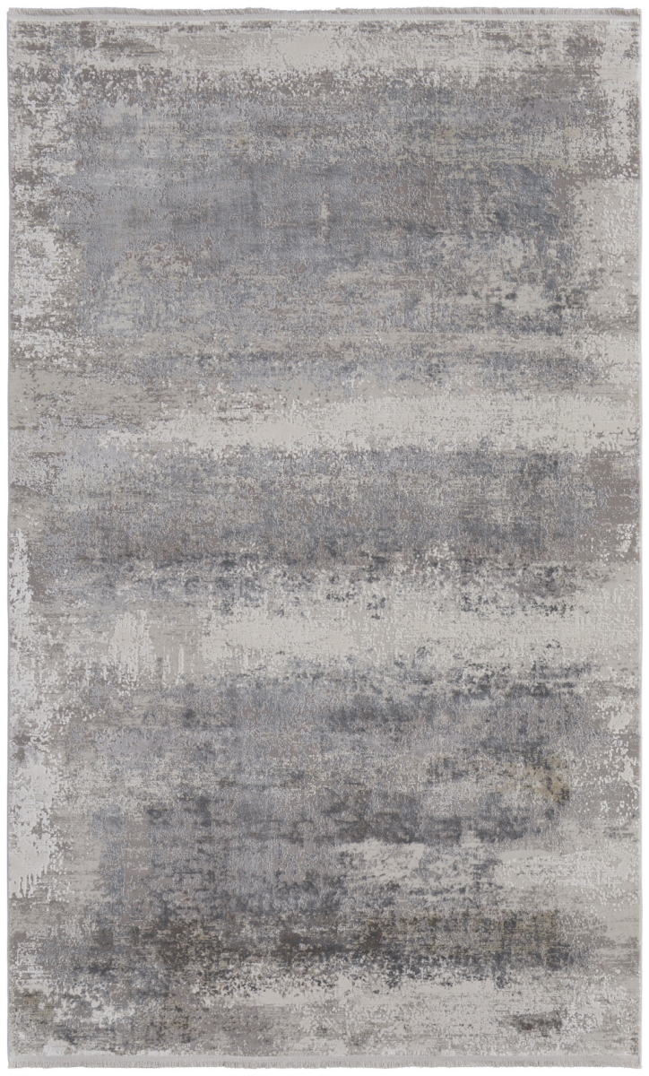 566005 8 x 11 ft. Abstract Power Loom Rectangle Area Rug with Fringe - Gray