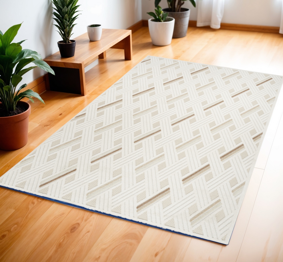 572487 4 x 6 ft. Geometric Rectangle Area Rug, Ivory