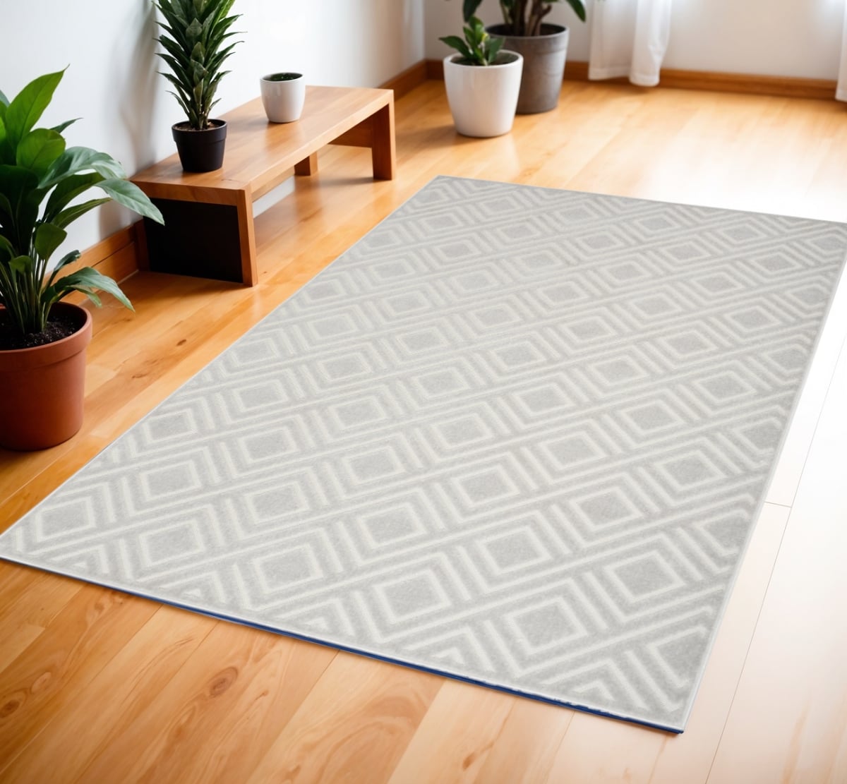 572465 4 x 6 ft. Geometric Rectangle Area Rug, Gray