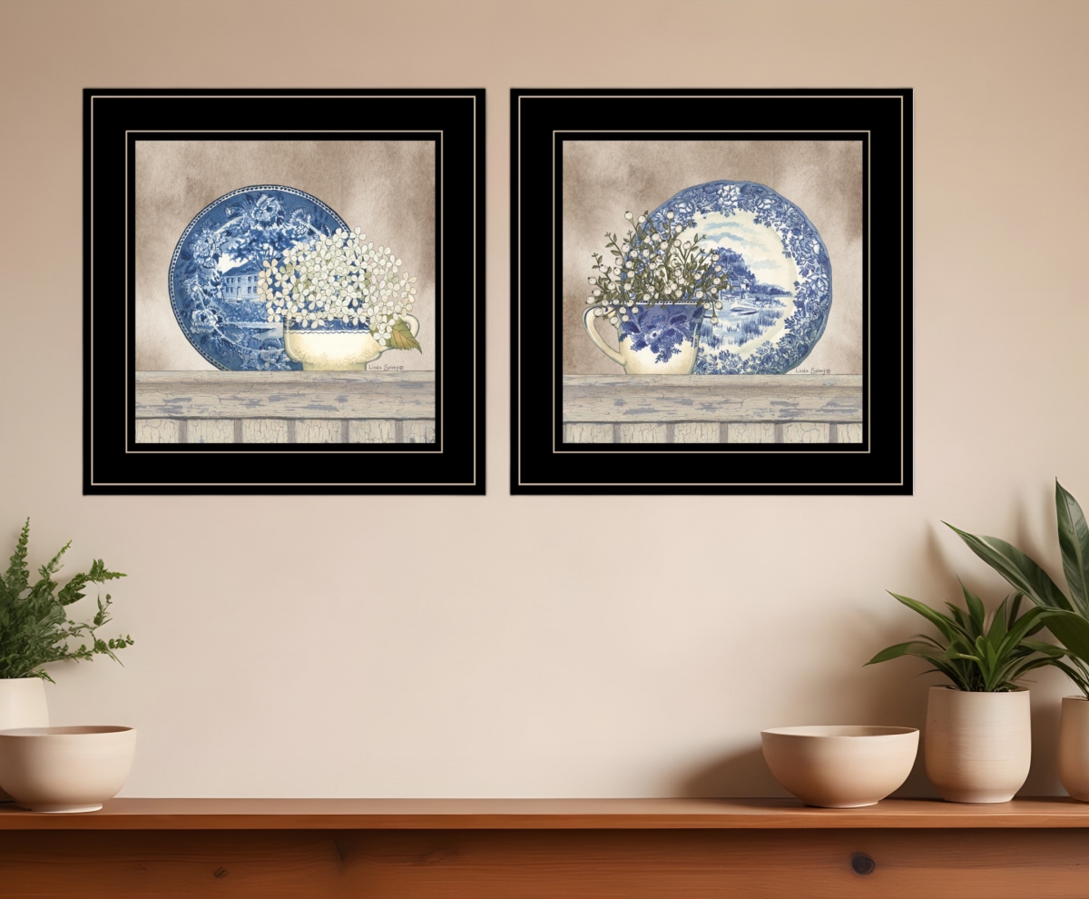 408023 Horizontal The Farmhouse Blues Black Framed Print Wall Art - Set of 2