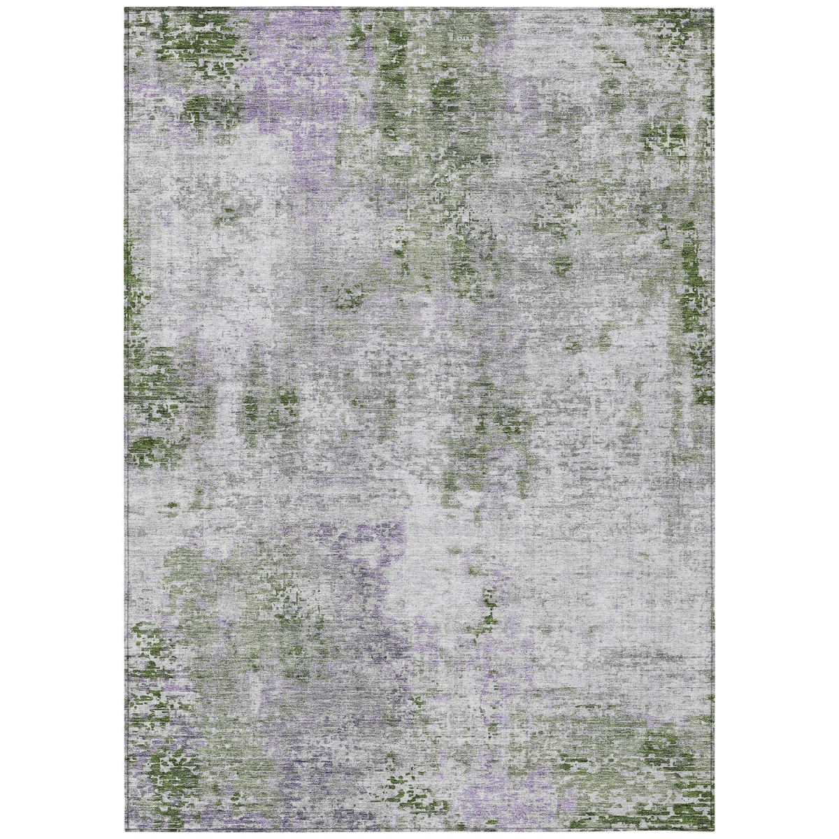 587882 9 x 12 ft. Abstract Washable Indoor & Outdoor Rectangle Area Rug, Olive Green & Gray