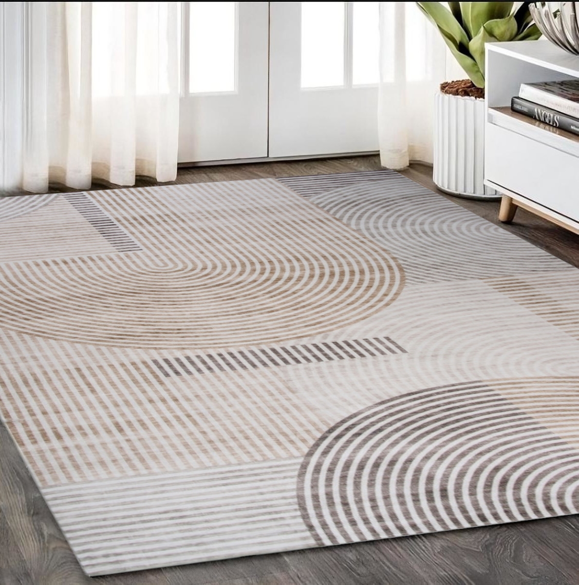 530540 5 x 8 ft. Abstract Distressed Rectangle Area Rug, Beige & Brown