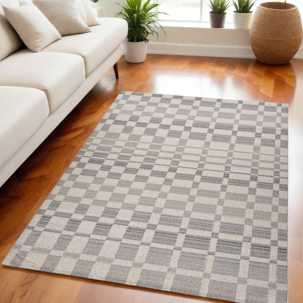 558400 5 x 8 ft. Moroccan Distressed Rectangle Area Rug, Gray & Beige