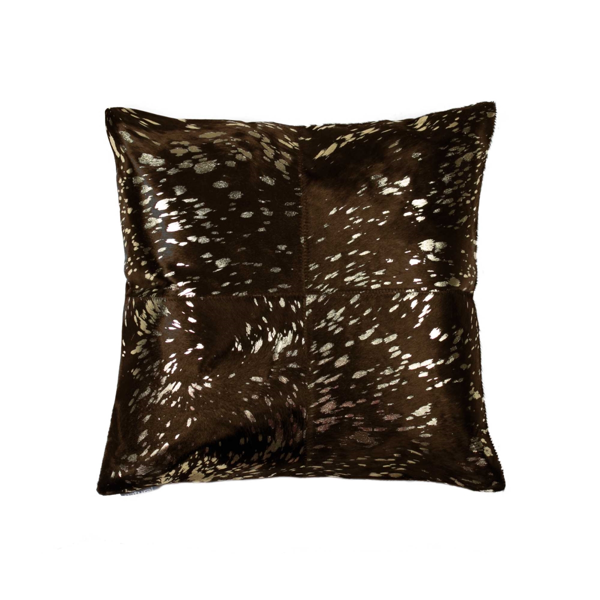 316829 18 x 18 in. Cowhide Pillow - Gold & Chocolate