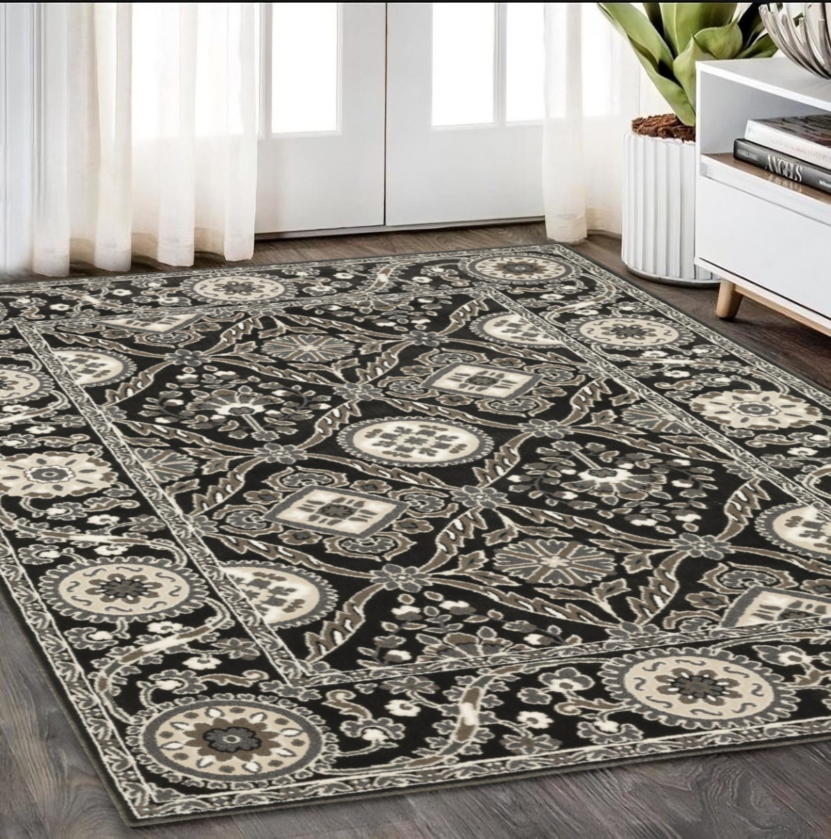 575445 5 x 8 ft. Oriental Rectangle Area Rug, Charcoal & Gray