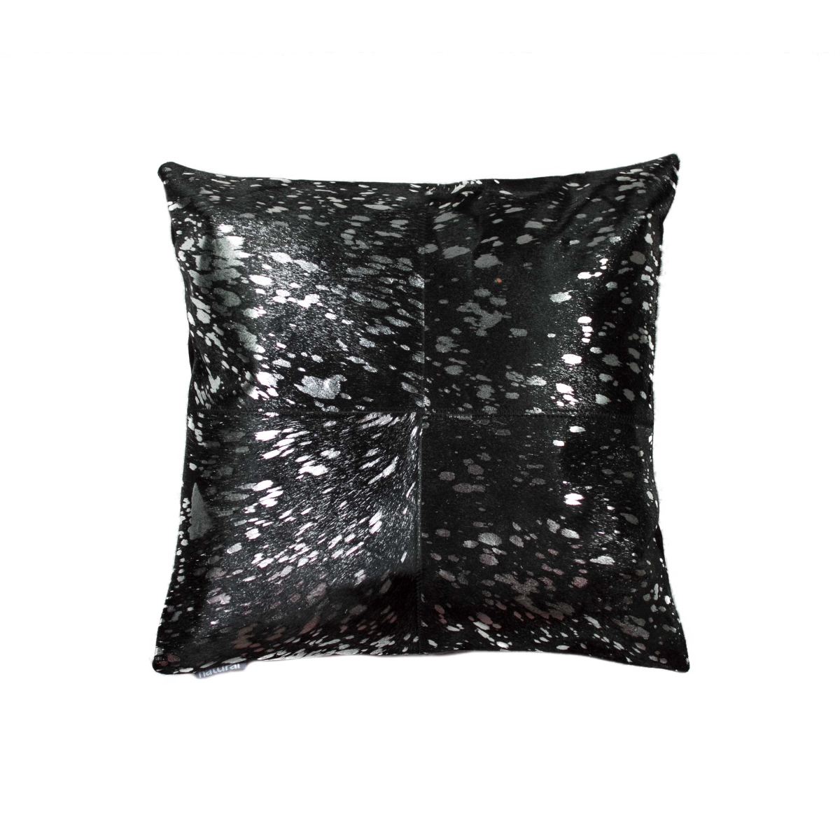 18 x 18 in. Cowhide Pillow - Silver & Black