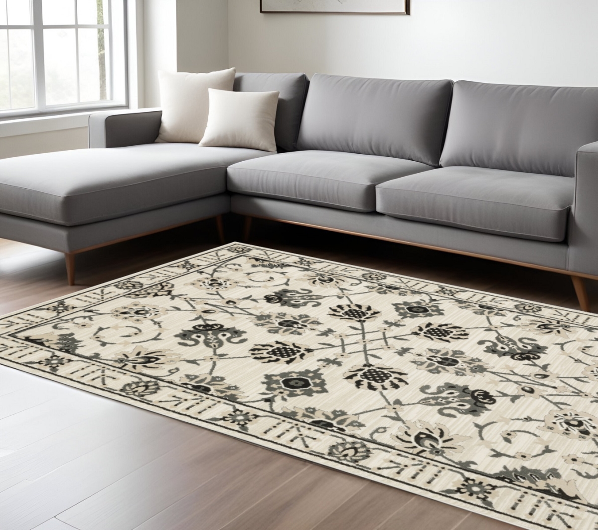 576429 10 x 13 ft. Oriental Rectangle Area Rug, Ivory & Gray