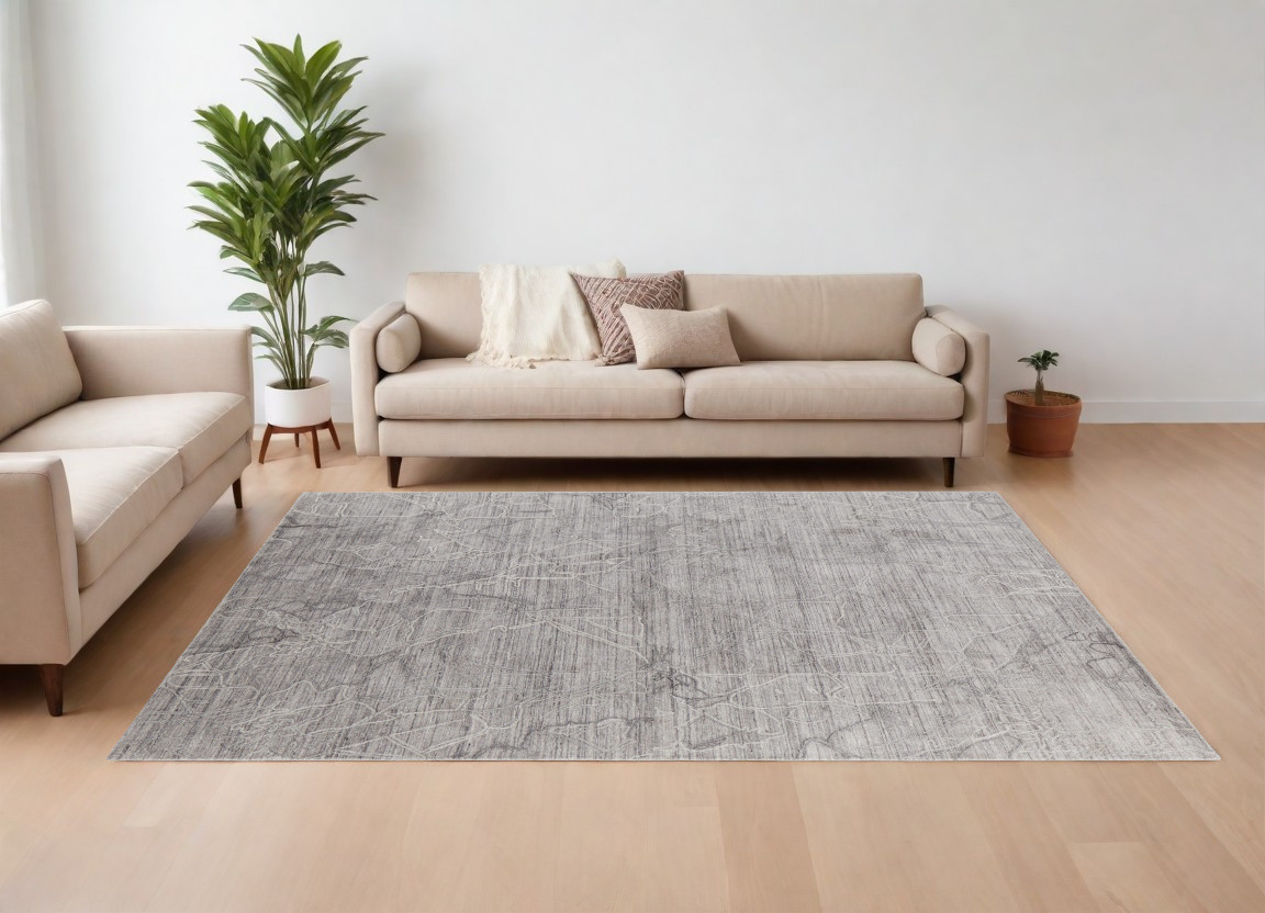 567835 8 x 10 ft. Abstract Hand Woven Worn Faded Rectangle Area Rug, Gray & Ivory