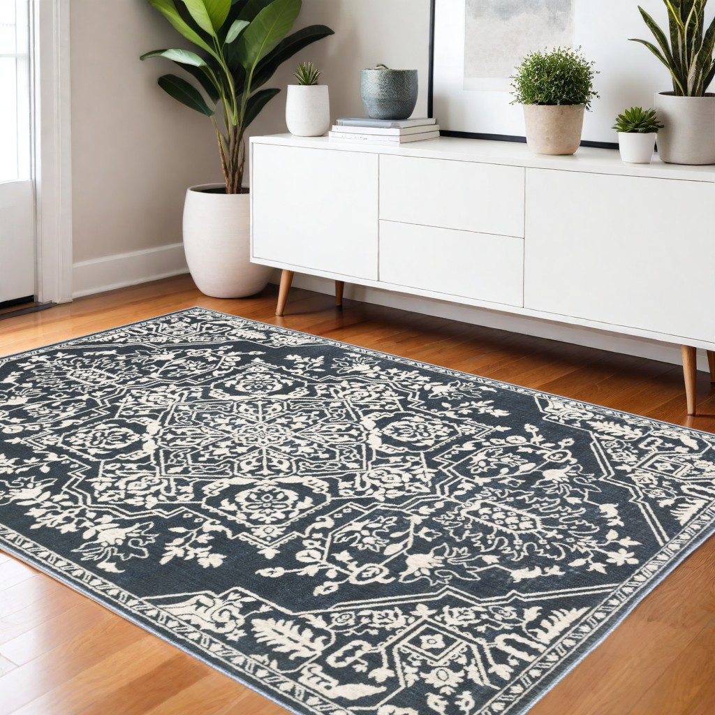 574724 4 x 6 ft. Oriental Rectangle Area Rug, Blue & Ivory