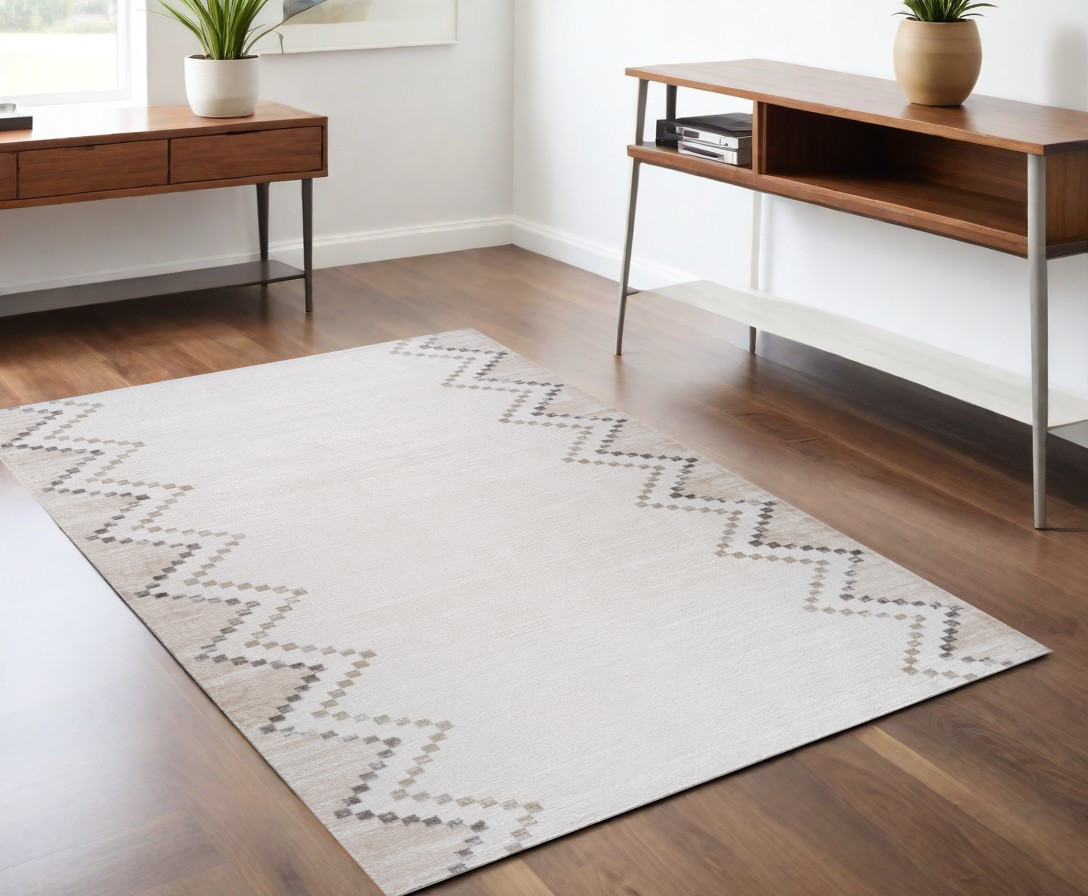 558972 4 x 6 ft. Abstract Distressed Rectangle Area Rug, Beige & Brown