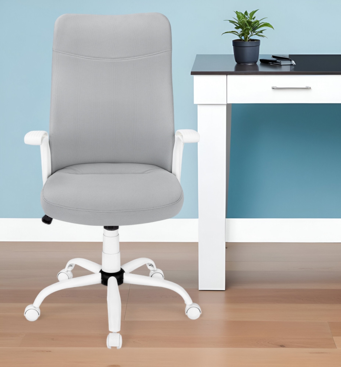 490405 Gray & White Rolling Drafting Chair