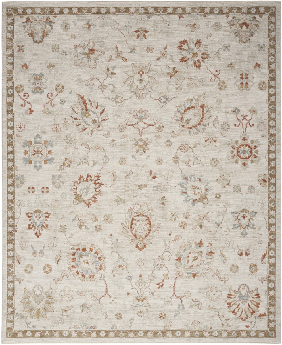 569669 5 x 8 ft. Ivory Floral Power Loom Distressed Rectangle Area Rug