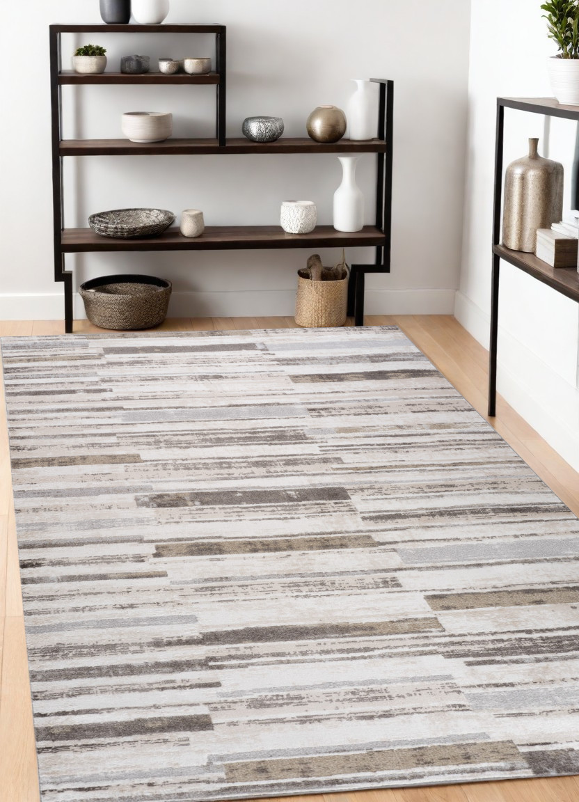 558960 4 x 6 ft. Abstract Distressed Rectangle Area Rug, Beige & Brown