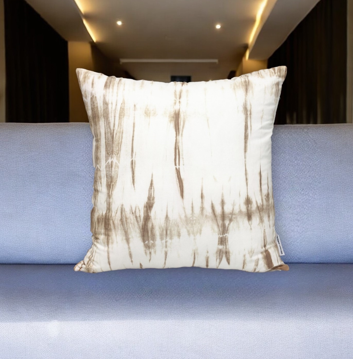 Transitional Cotton Throw Pillow - Brown & White Stripes - 20 in. - Soft Comfort
