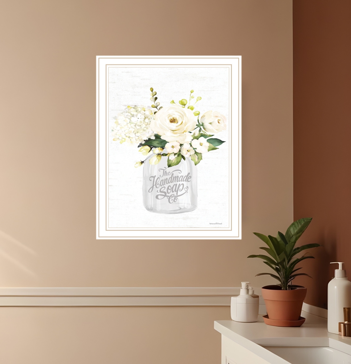 530067 Flower Ja White Framed Print Bathroom Wall Art