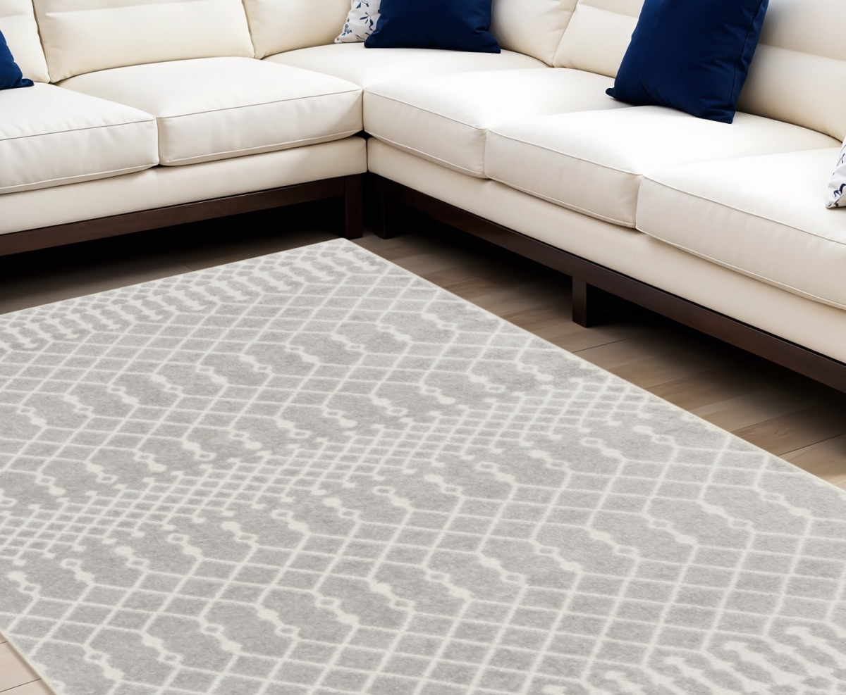 545087 9 x 12 ft. Abstract Power Loom Washable Rectangle Area Rug, Blue & Ivory