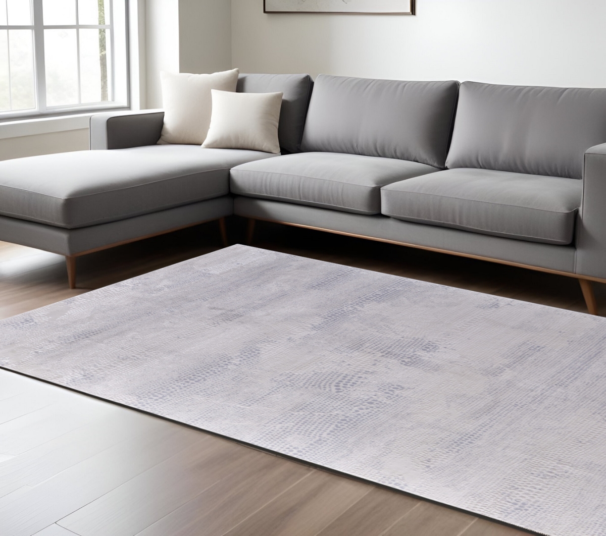 565733 5 x 8 ft. Abstract Power Loom Worn Faded Rectangle Area Rug, Gray & Ivory