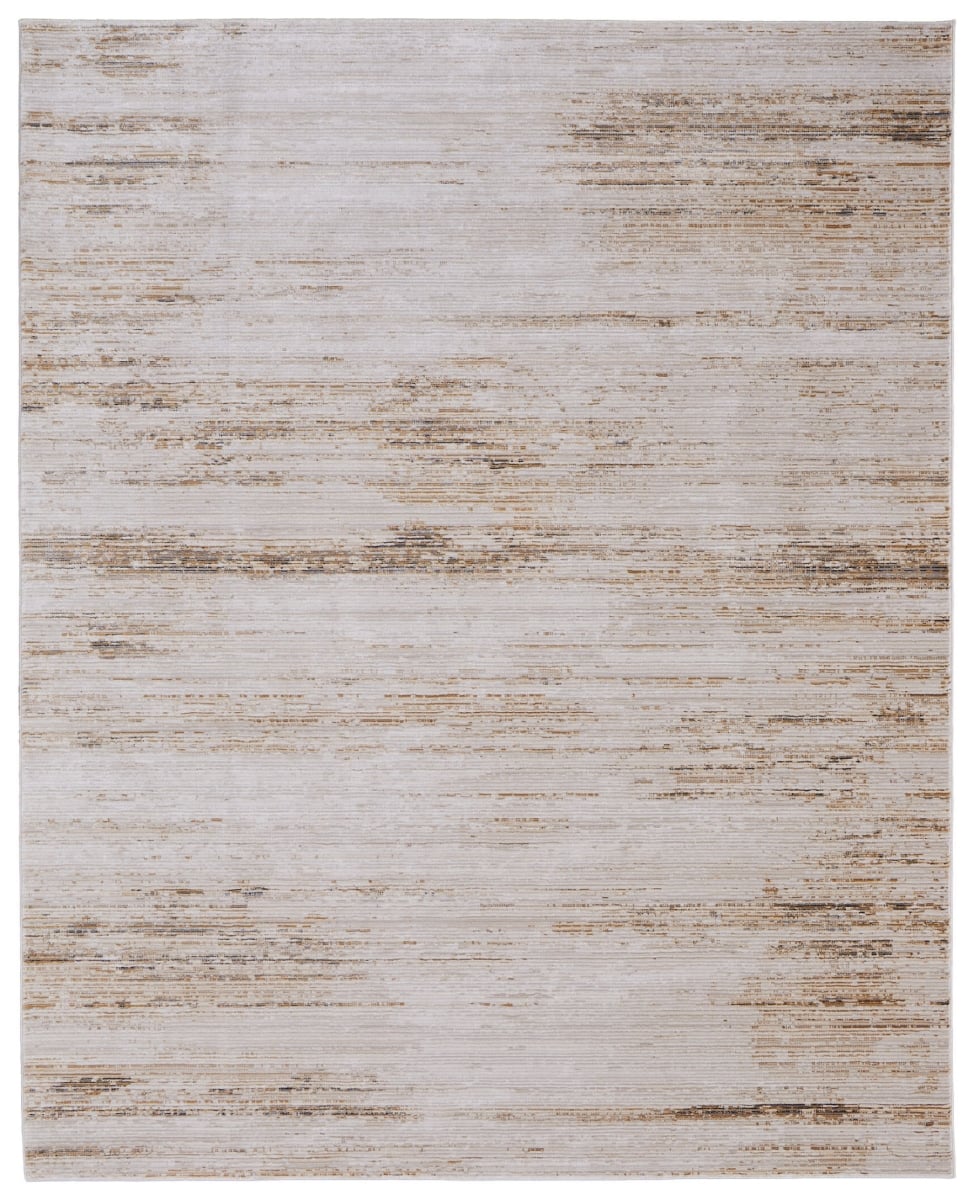 566843 9 x 13 ft. Ivory & Tan Abstract Power Loom Worn Faded Rectangle Area Rug