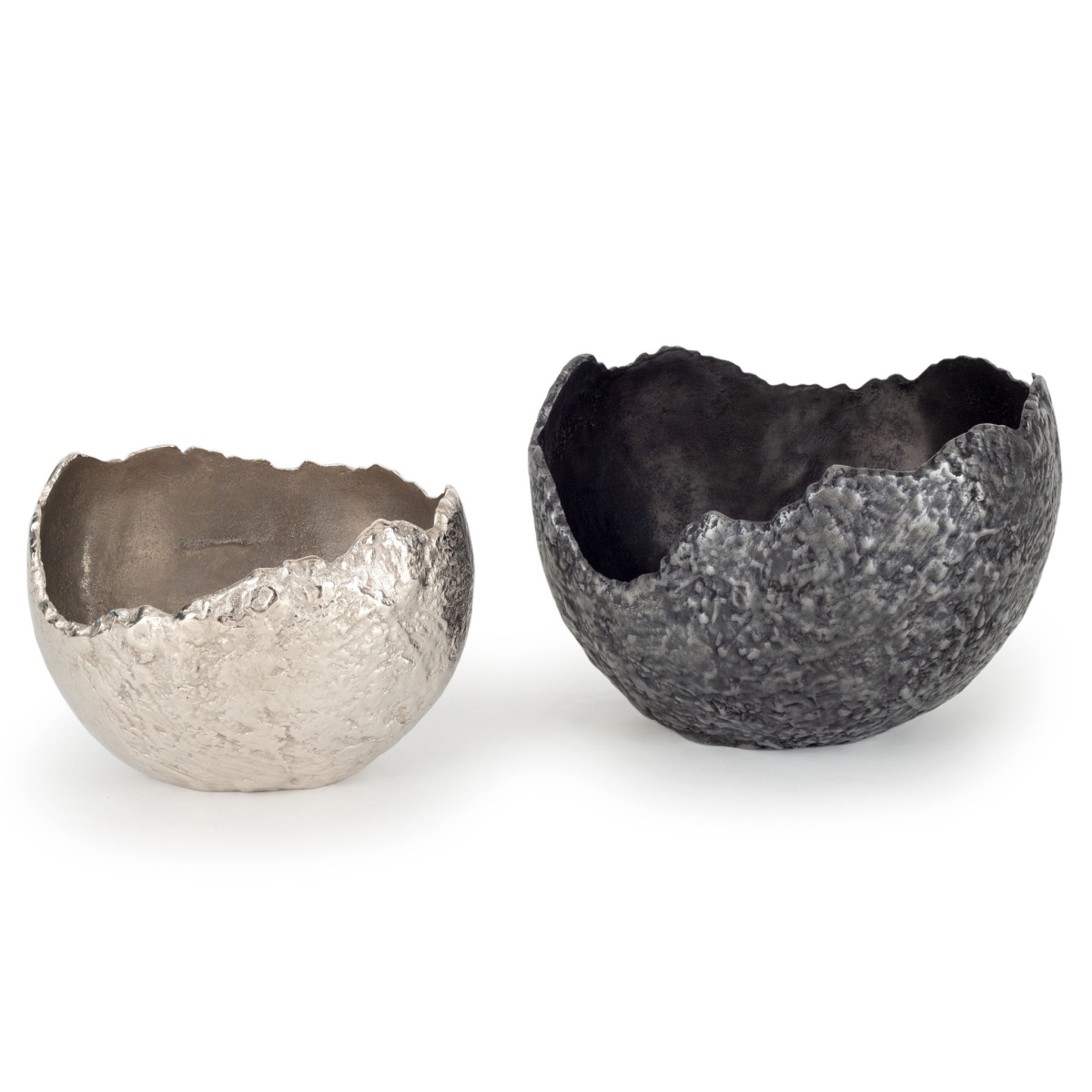 574055 Gray & Silver Aluminum Decorative Bowls - Set of 2