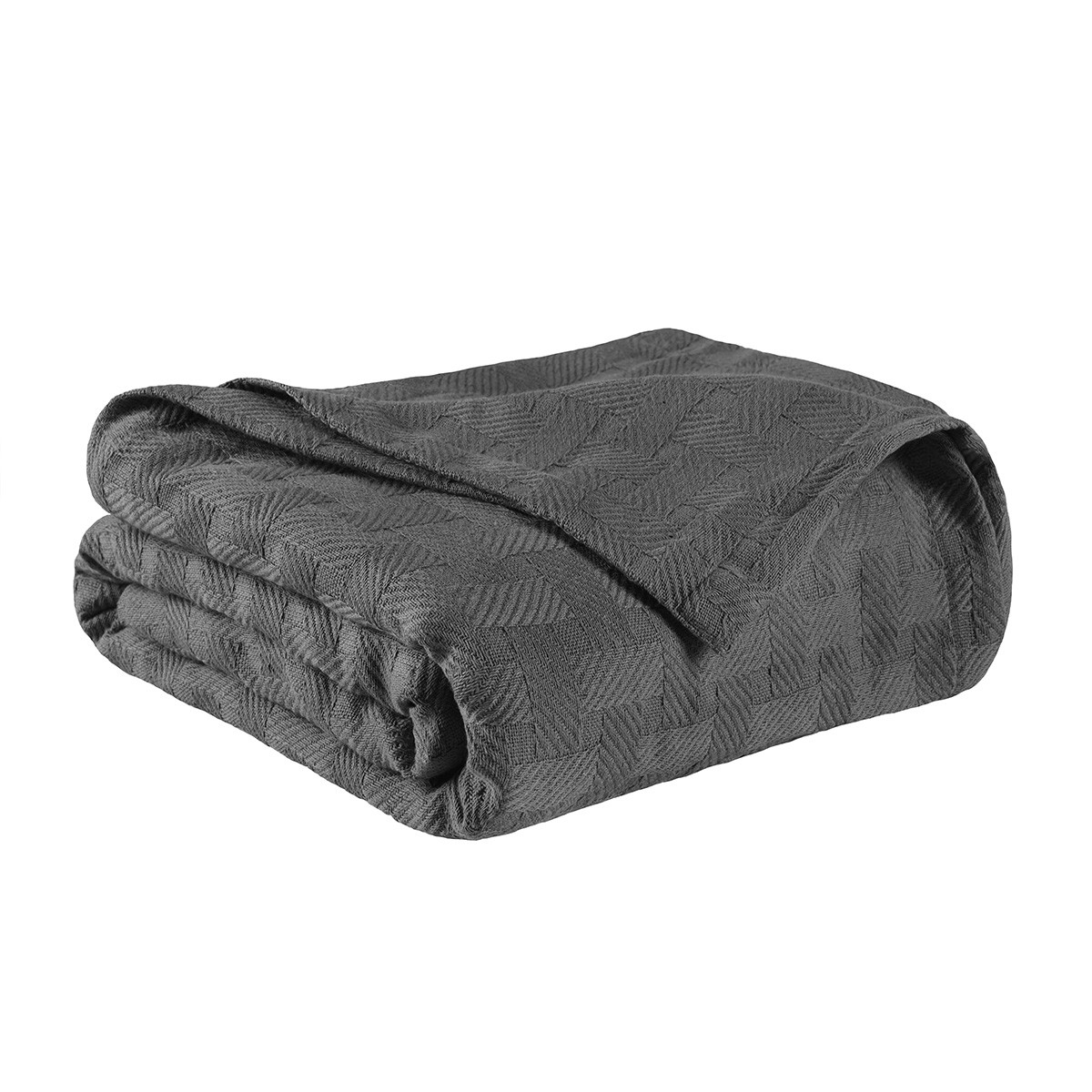 Picture of HomeRoots 527337 50 x 60 in. Cotton Basket Weave Geometric Throw Blanket - Charcoal