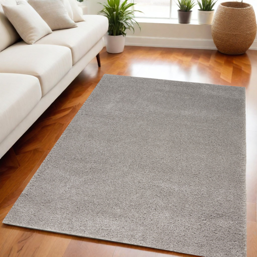 550688 5 x 7 ft. Shag Non Skid Rectangle Area Rug, Gray
