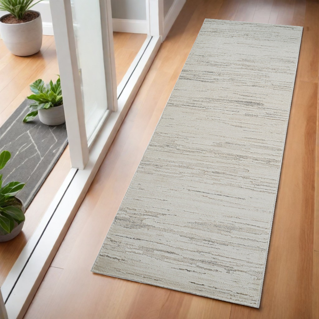 558457 2 x 5 ft. Geometric Distressed Rectangle Area Rug, Gray & Beige