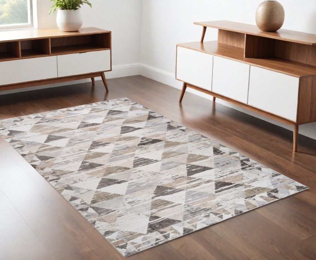 558980 4 x 6 ft. Abstract Distressed Rectangle Area Rug, Beige & Brown