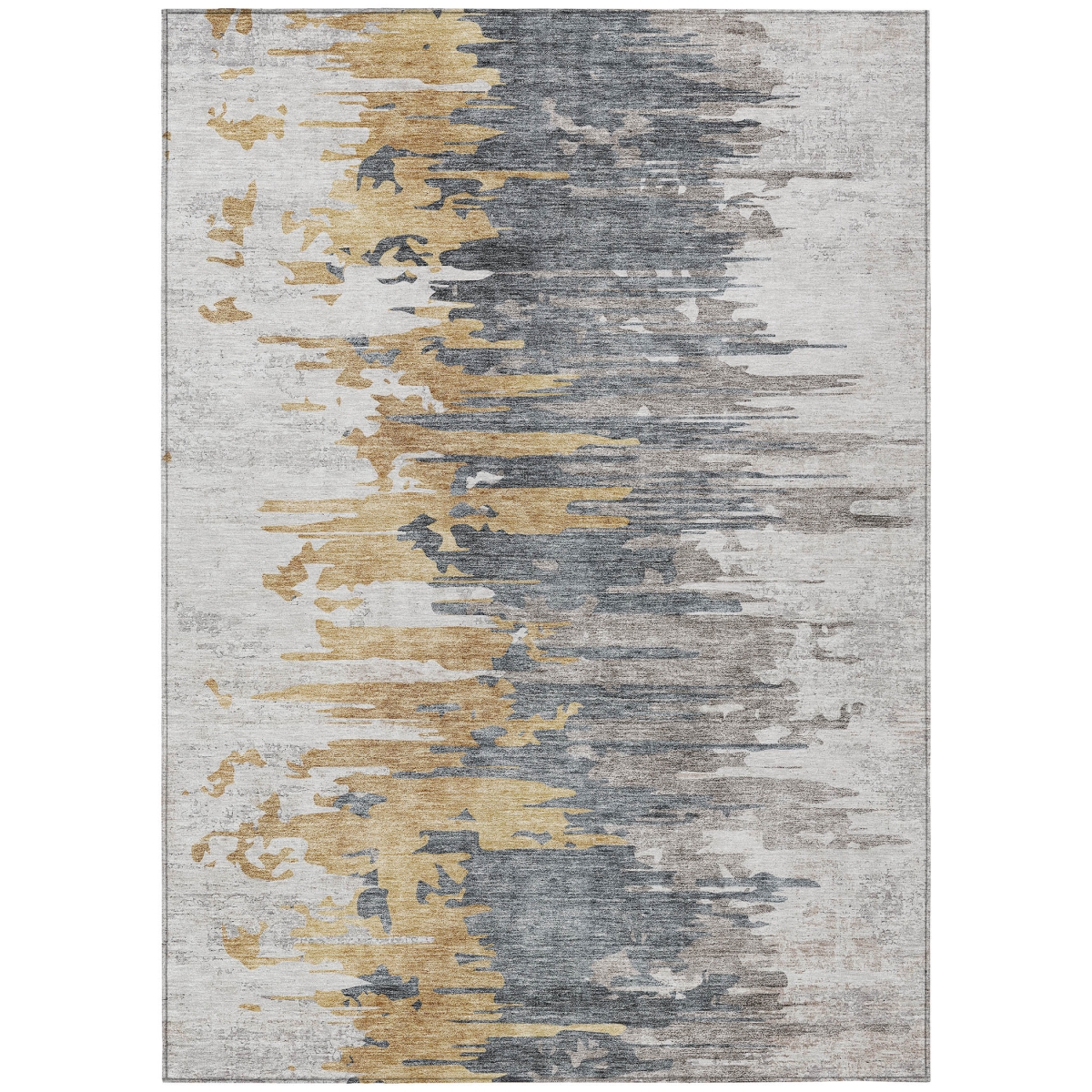 582396 9 x 12 ft. Abstract Washable Indoor & Outdoor Rectangle Area Rug, Ivory, Charcoal & Silver
