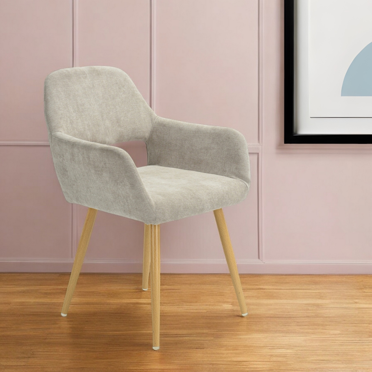 549024 22 in. Upholstered Arm Chair - Gray & Brown